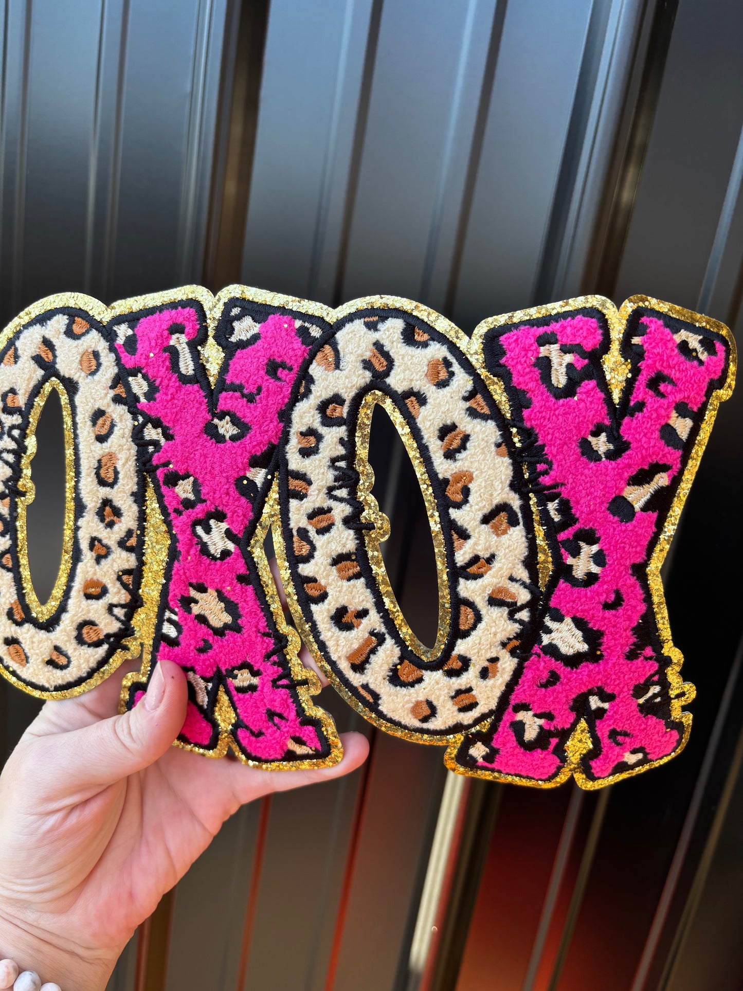 XOXO chenille Sequins embroidered iron on patch