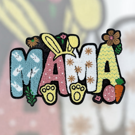 Mama bunny easter chenille iron on patch