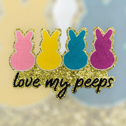 Love my peeps Easter bunny’s chenille iron on patch
