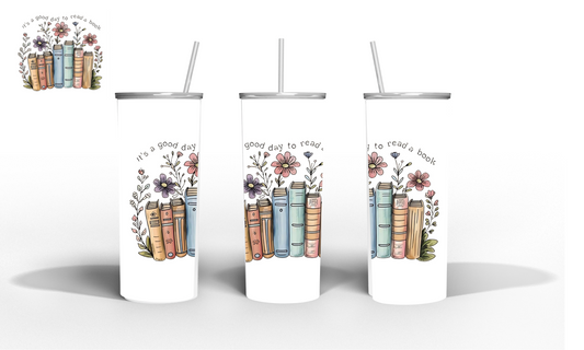 Books and flowers 20oz skinny tumbler
