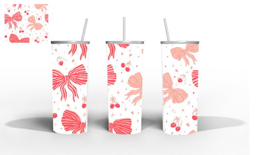 Cherry bows 20oz skinny tumbler