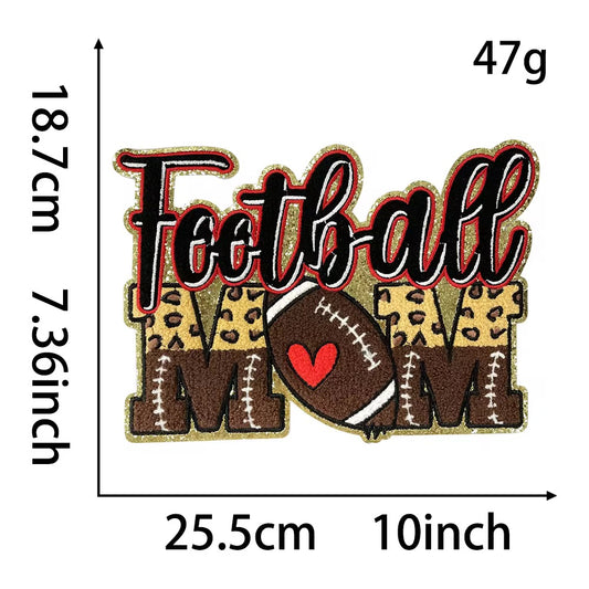 Football mom embroidered iron on patch