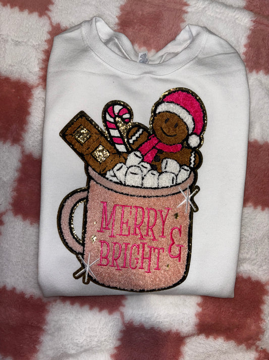 Merry & bright cup gingerbread man crewneck sweatshirt