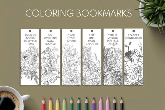 Set of 6 coloring bookmarks