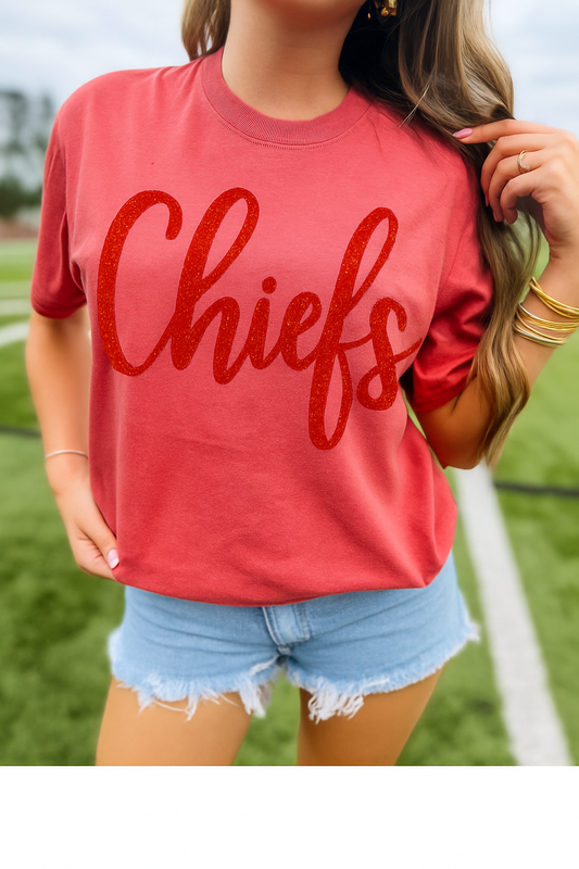 Custom glitter chief shirt or crewneck