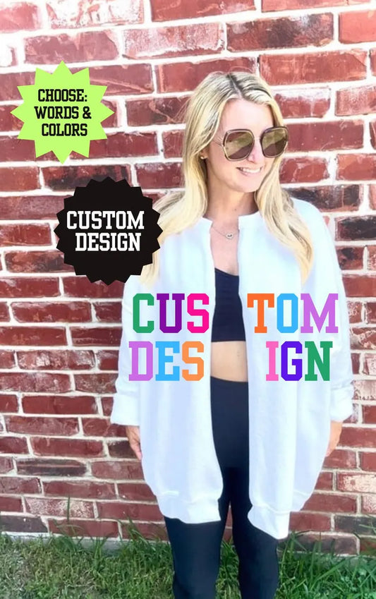 Custom Split Crew Cardi Cardigan Sweatshirt Raw Edge