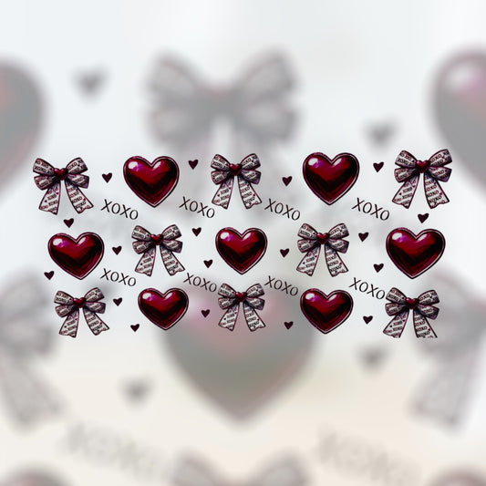 Bows, hearts xoxo UV DTF transfer sticker