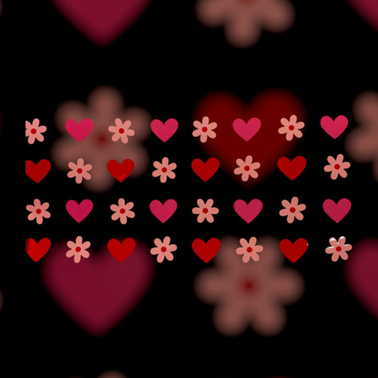Flower & hearts UV DTF transfer sticker