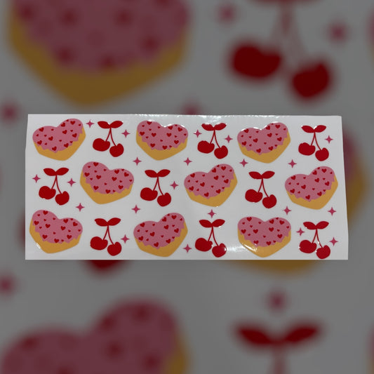 Donut hearts and cherry’s UV DTF transfer sticker