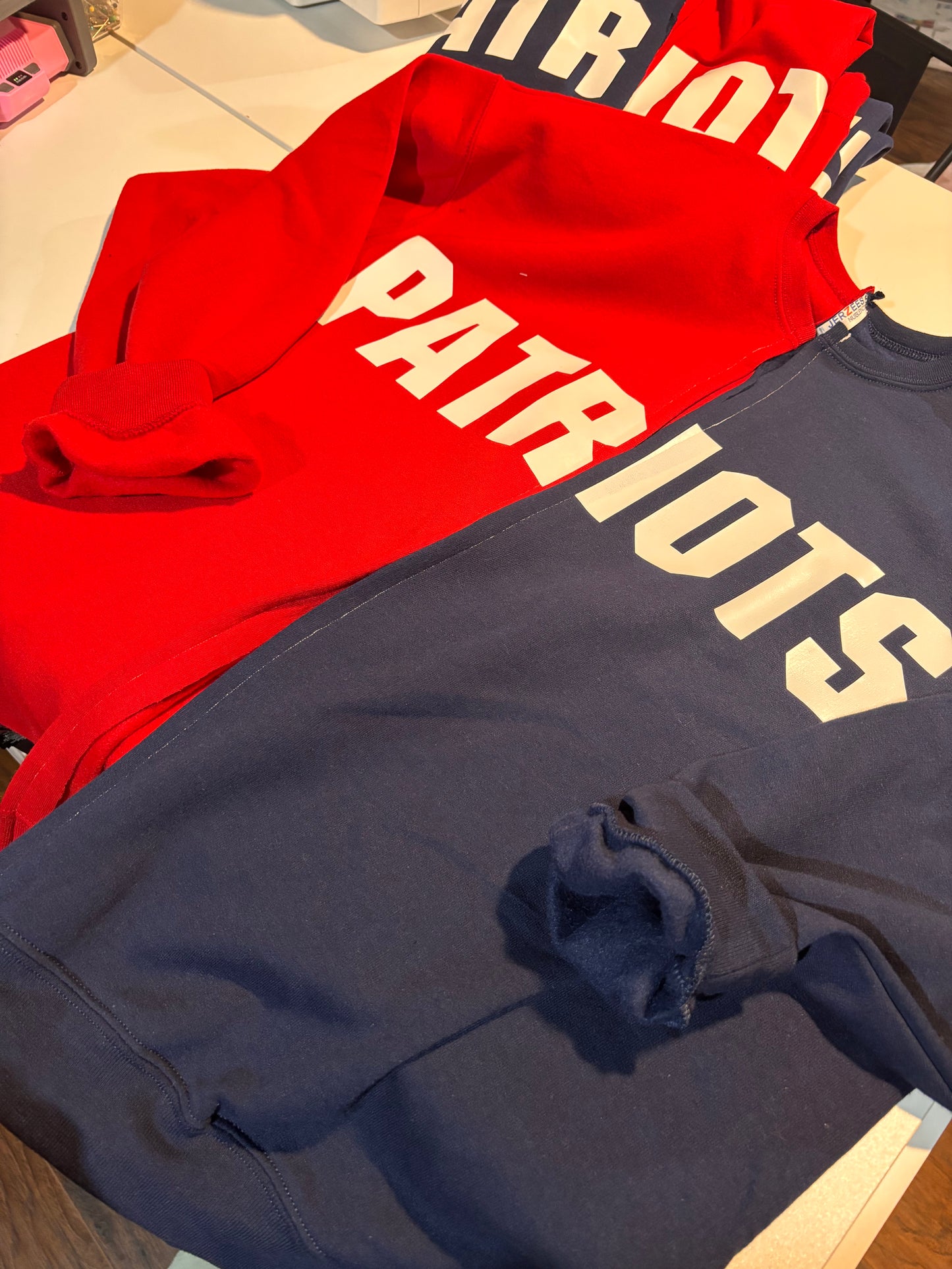 Two color red and blue patriot crewneck cardigan