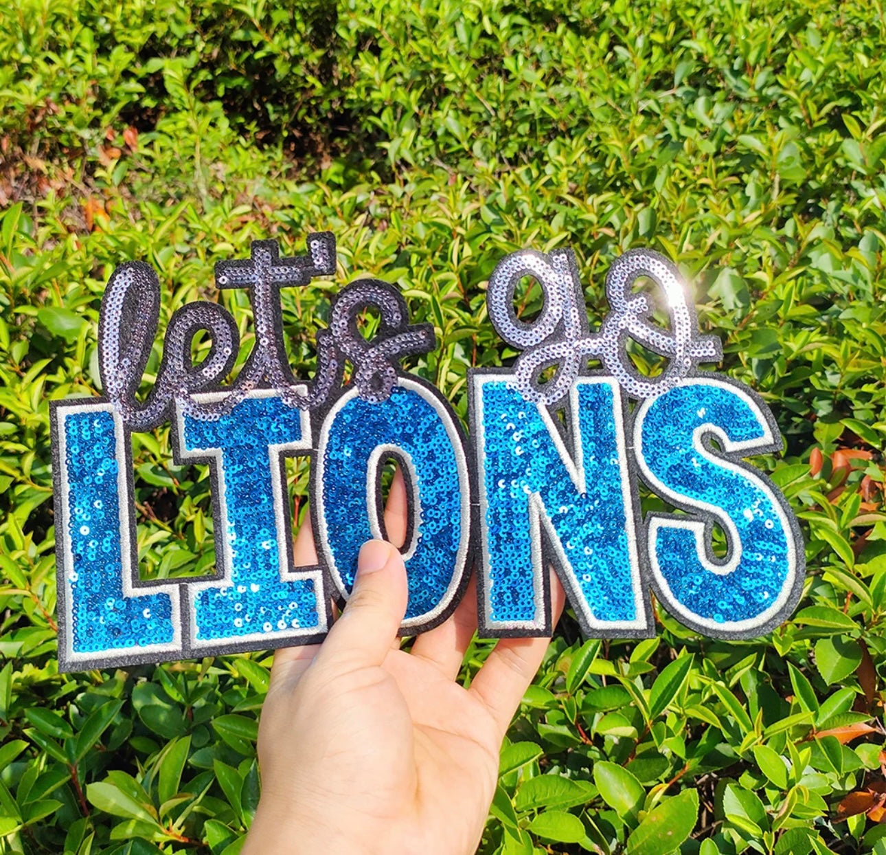 Sequins embroidered lets go Lions Patch