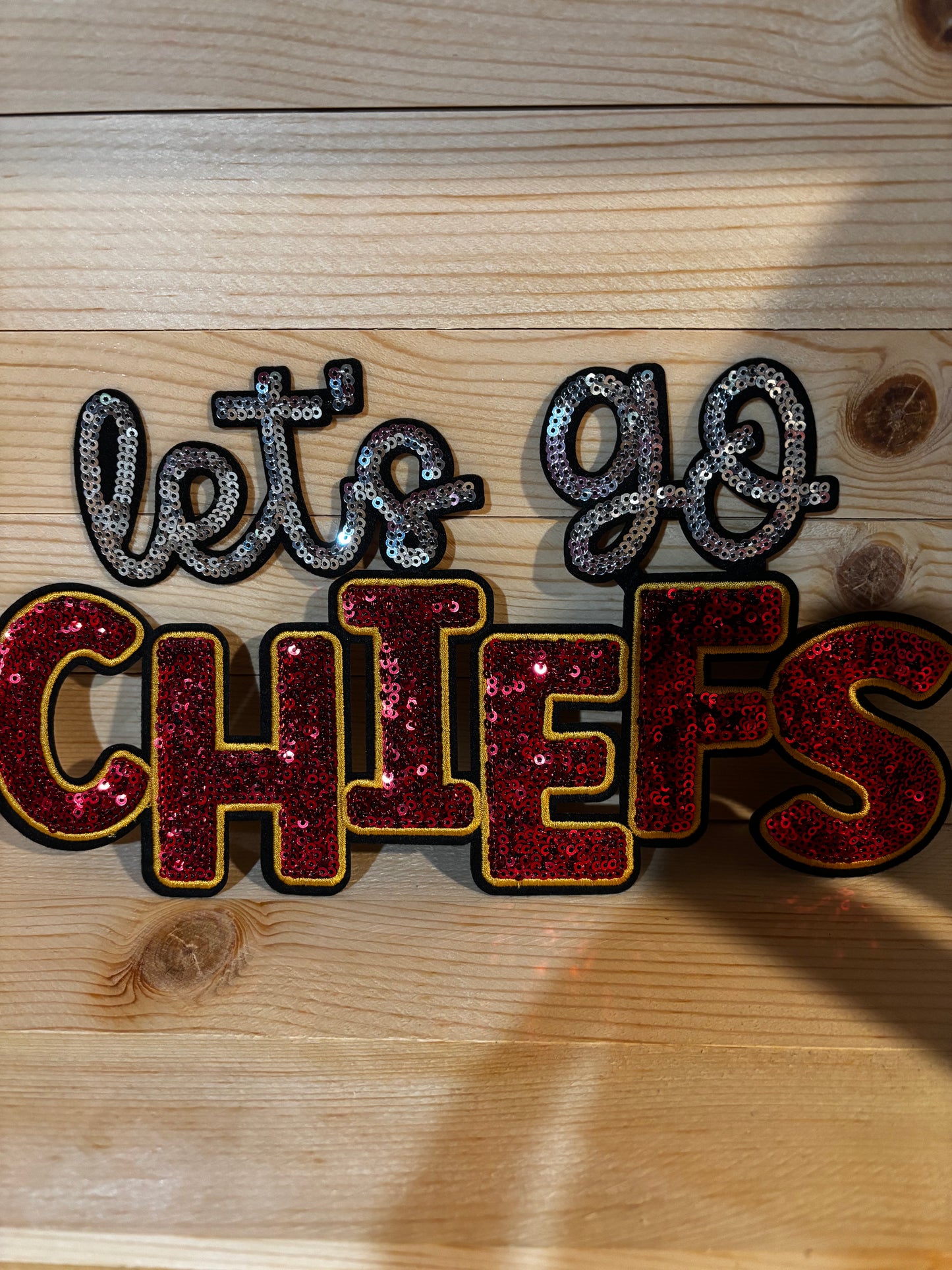 Sequins embroidered lets go chiefs patch