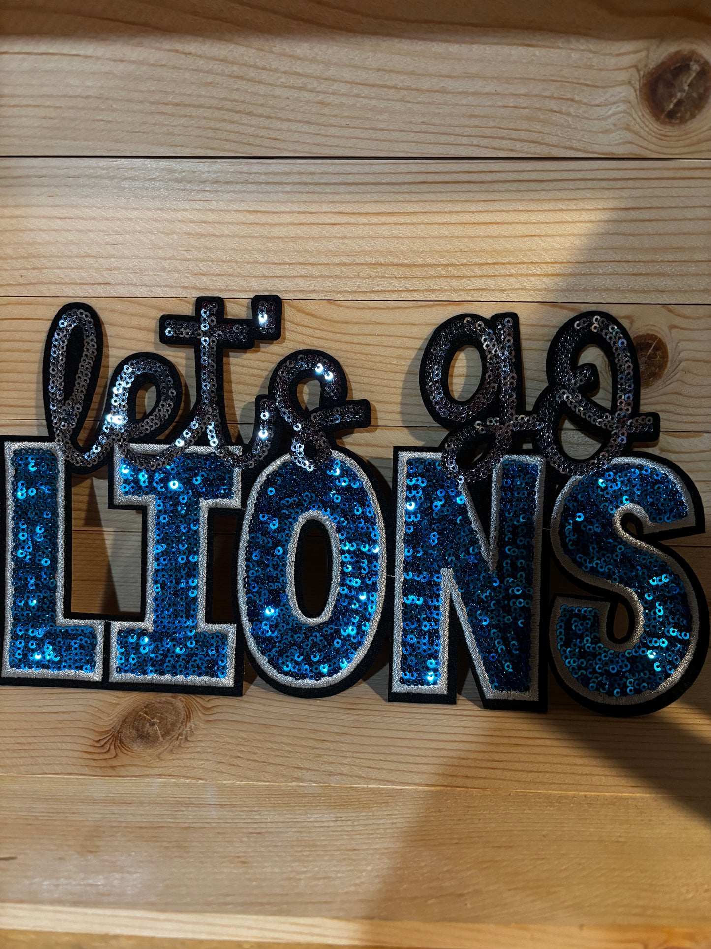 Sequins embroidered lets go Lions Patch